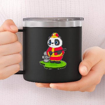 Discover Panda Firefighter Fires hose Fires department 14oz Stainless Steel Tumblers