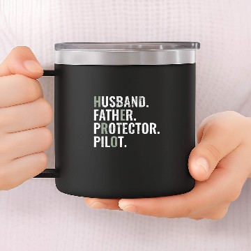 Discover Husband Father Protector Pilot Gift Funny Dad Humor Baseball Tees 14oz Stainless Steel Tumblers