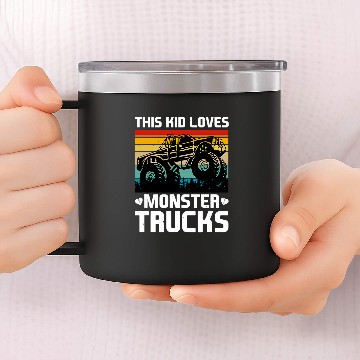 Discover This Kid Loves Monster Trucks vintages Trucker Baseball Tees 14oz Stainless Steel Tumblers