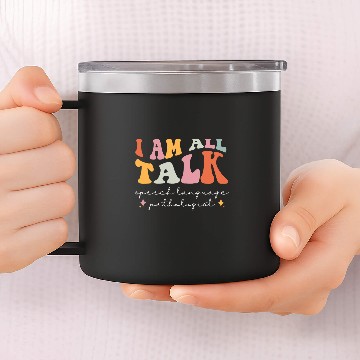 Discover Retro Speech Language Pathologist Groovy Speech Therapy SLP 2 Zip 14oz Stainless Steel Tumblers