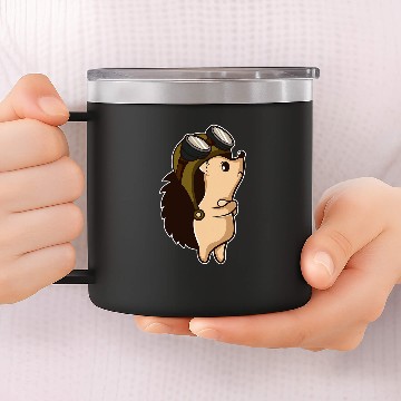Discover Hedgehog Pilot Hardworking Person 14oz Stainless Steel Tumblers