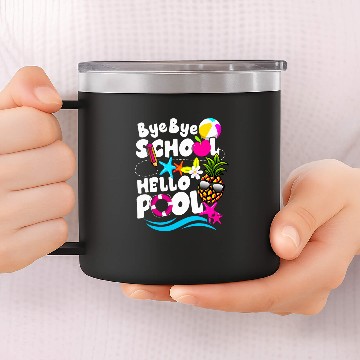 Discover Teacher Student Summer Bye Bye School Hello Pool Baseball Tees 14oz Stainless Steel Tumblers