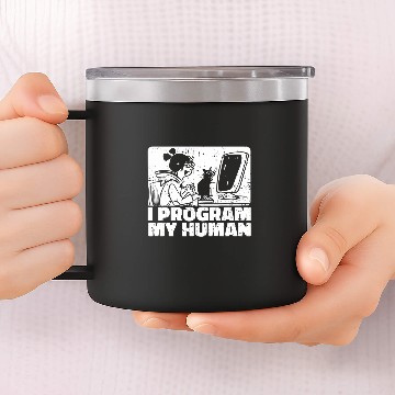 Discover Cat Programmer Baseball Tees 14oz Stainless Steel Tumblers