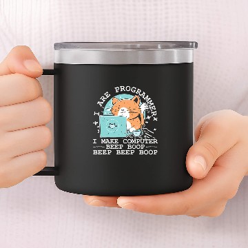 Discover I Are Programmer Funny Cat Computer Nerd IT Coder 14oz Stainless Steel Tumblers