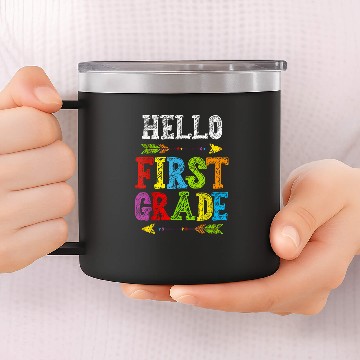 Discover Hello First 1st Grade Teacher Back To School Student Boy Kid 14oz Stainless Steel Tumblers