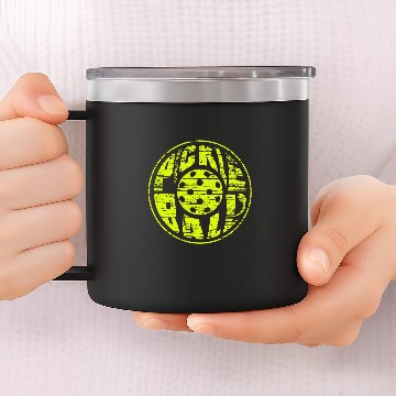 Discover Grunge Pickleball Shape Typography 14oz Stainless Steel Tumblers