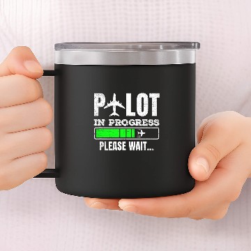 Discover Funny Pilot In Progress Funny Future Pilot Aviation Airplane 14oz Stainless Steel Tumblers