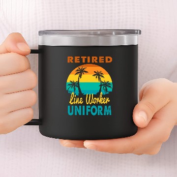 Discover Retired Line Worker Uniform Tropical Island Retirement Baseball Tees 14oz Stainless Steel Tumblers