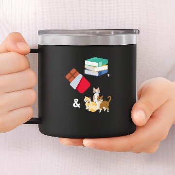 Discover Books Chocolate Cats Cute Book Lover 14oz Stainless Steel Tumblers