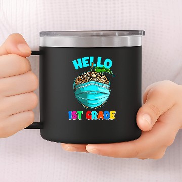 Discover Hello Virtual 1st Grade Leopard Print for Teacher Student 14oz Stainless Steel Tumblers