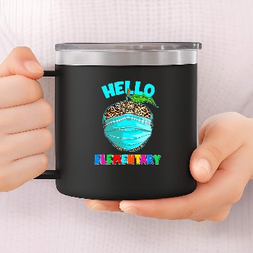 Discover Hello Virtual Elementary Leopard Print for Teacher Student Zip 14oz Stainless Steel Tumblers