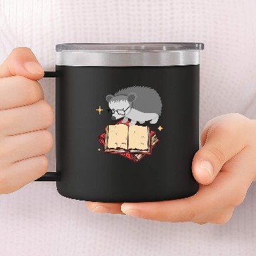 Discover Hedgehog Book Reading Zip 14oz Stainless Steel Tumblers