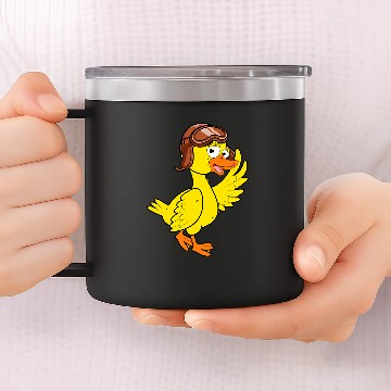 Discover Duck Pilot Cap Glasses Travelling Airplane Aeroplane 14oz Stainless Steel Tumblers