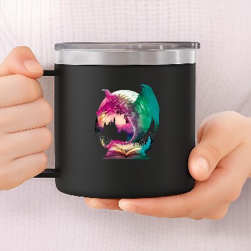 Discover fantasy Bookworm Book Dragon Reader Library Baseball Tees 14oz Stainless Steel Tumblers