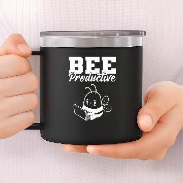Discover Bee Productive Office Worker 14oz Stainless Steel Tumblers