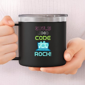 Discover Girls Who Code Rock Programmer Computer Debugging Coder 14oz Stainless Steel Tumblers
