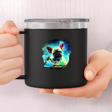 Discover Frenchie Mad Scientist Mixing chemicalss Chemistry Science Baseball Tees 14oz Stainless Steel Tumblers