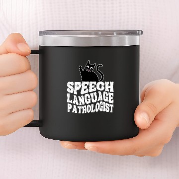 Discover Speech Language Pathologist SLP Cat Speech Therapy 14oz Stainless Steel Tumblers
