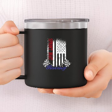 Discover American Flag Sprint Boat Racing Race Flag Design Baseball Tees 14oz Stainless Steel Tumblers