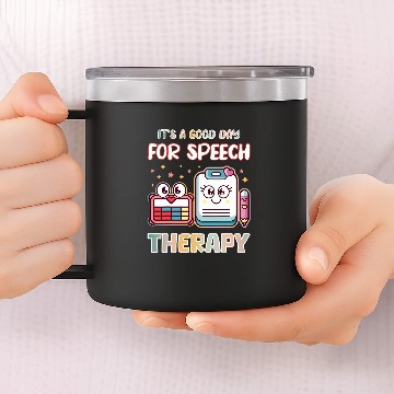 Discover Speech Therapy Pathologist AAC Device Notes Smiling Faces 14oz Stainless Steel Tumblers