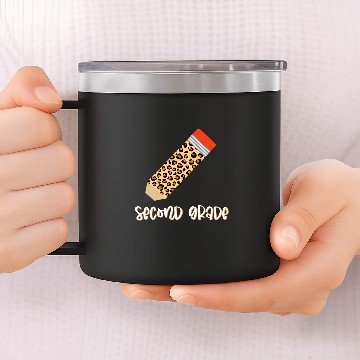 Discover Leopard Plaid Print Second Grade School Teacher Student 14oz Stainless Steel Tumblers