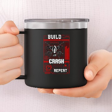 Discover Funny Build Crash Repeat Drone Pilot Droning Baseball Tees 14oz Stainless Steel Tumblers