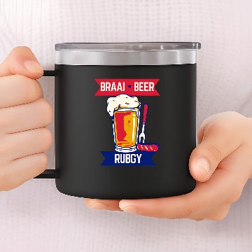 Discover Braai Beer Rugby South African Baseball Tees 14oz Stainless Steel Tumblers
