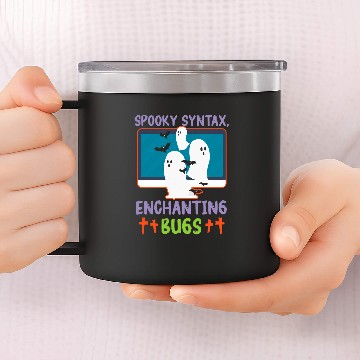 Discover Spooky Syntax Enchanting Bugs Spooky Programmer Halloween Baseball Tees 14oz Stainless Steel Tumblers
