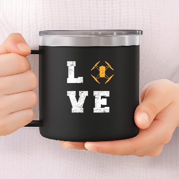 Discover Love Funny Drone Pilot Funny Flying Aerial RC Quadcopter Baseball Tees 14oz Stainless Steel Tumblers