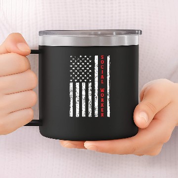 Discover Social Worker American flag patriotic Independence day Baseball Tees 14oz Stainless Steel Tumblers