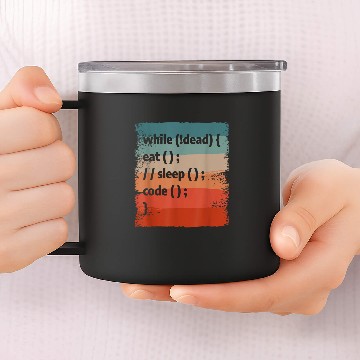 Discover While Eat Seep Code Programming Coder Programmer Zip 14oz Stainless Steel Tumblers