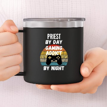 Discover Priest By Day Gaming Addict By Night 14oz Stainless Steel Tumblers
