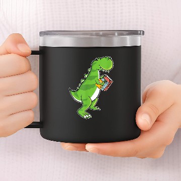Discover Dinosaur TRexs Book Reader For Book Lovers 14oz Stainless Steel Tumblers