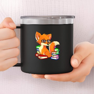 Discover Funny Nerdy Fox Animal Bookworm Reading Book Lovers 14oz Stainless Steel Tumblers