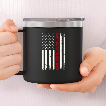 Discover Software Developer USA Flag Programming Programmer Coding 14oz Stainless Steel Tumblers