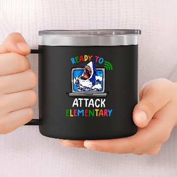 Discover Ready To Attack Virtual Elementary Shark Back To School Baseball Tees 14oz Stainless Steel Tumblers