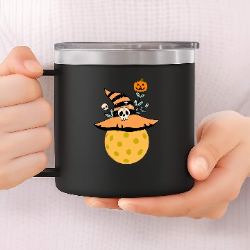 Discover Funny Spooky Halloween Pumpkin Pickleball WitchWizard Gift Baseball Tees 14oz Stainless Steel Tumblers
