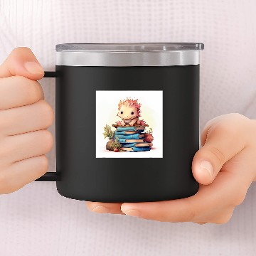 Discover Cute Book Nerd Axolotls Reading Library 14oz Stainless Steel Tumblers