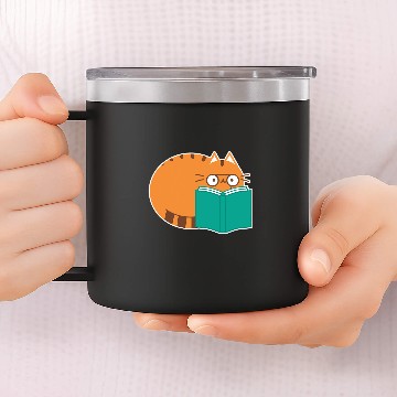 Discover Cute Cat Literature School Ironic Book Reading Baseball Tees 14oz Stainless Steel Tumblers