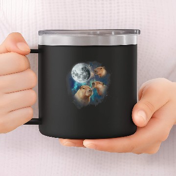 Discover 3 capybarass Howling At Moon Funny Weird Cursed Meme 14oz Stainless Steel Tumblers