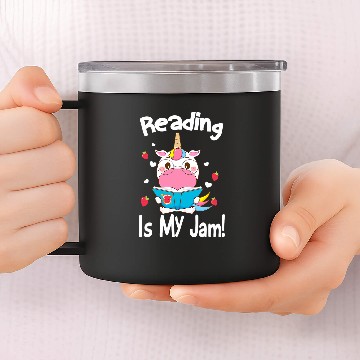 Discover Cute Unicorns Reading Is My Jam Teacher Book Nerds 14oz Stainless Steel Tumblers