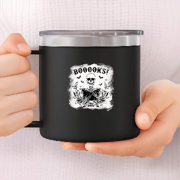 Discover Skeletons Reading Book Halloween Tees Teacher Library Reading Baseball Tees 14oz Stainless Steel Tumblers