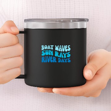 Discover Cute Summer Vacation Sunset Boat Waves Sun Rays River Days Baseball Tees 14oz Stainless Steel Tumblers