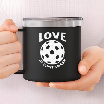 Discover Funny Pickleball Pun Love At First Smash Baseball Tees 14oz Stainless Steel Tumblers