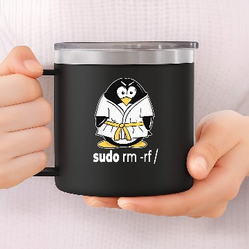 Discover sudo rm rf linux penguin in a karate tuxedo for programmer Baseball Tees 14oz Stainless Steel Tumblers