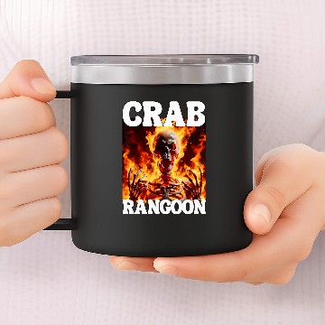 Discover Crab Rangoon Funny Cringe Hard Skeletons Meme Flames Baseball Tees 14oz Stainless Steel Tumblers