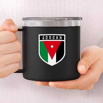 Discover Jordanian Flag Shield Classic Pocket Badge Style Baseball Tees 14oz Stainless Steel Tumblers