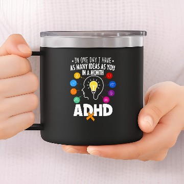 Discover ADHD Warrior Embrace Neurodiversity ADHD Awareness 14oz Stainless Steel Tumblers
