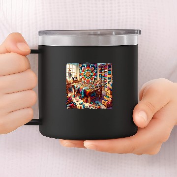 Discover Patchwork Quilting Quilt Hobby Sewing Room Baseball Tees 14oz Stainless Steel Tumblers