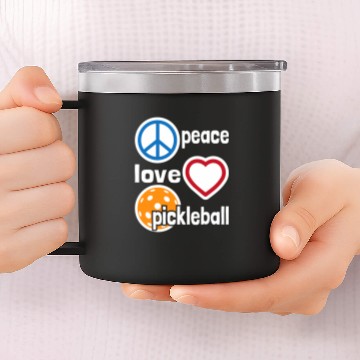 Discover Peace Love Pickleball Pickleball Player Paddleball Lover Baseball Tees 14oz Stainless Steel Tumblers